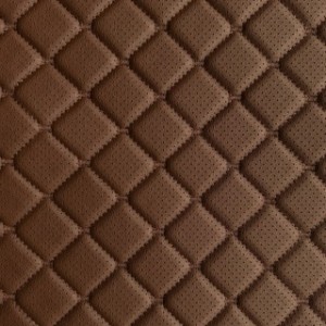 Brązowa eko-skóra z brązową nicią  