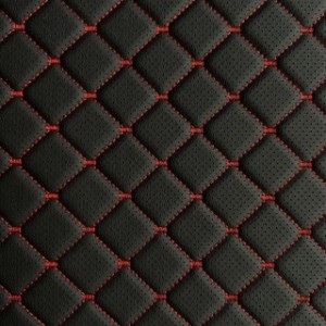 Czarna eko-skóra z niebieską nicią  