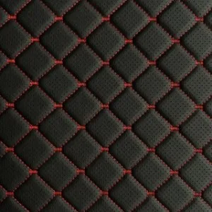 Czarna eko-skóra z niebieską nicią  