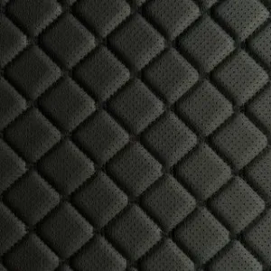 Czarna eko-skóra z czarną nicią  